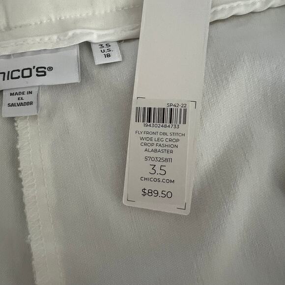 Chicos Womens Fly Front Double Stitch Crop Pants Alabaster Size 18 - 3.5 Coastal - Picture 5 of 6